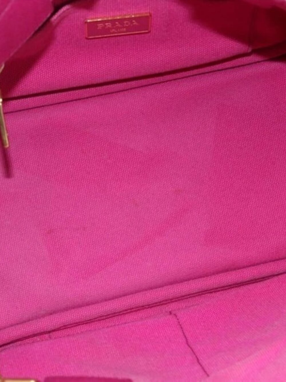 PRADA Canapa PM Hand Bag Canvas 2way Pink Gold Auth ka2235 - Picture 9 of 16